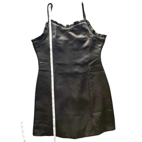 Y2k 90s Satin Mini Dress Ruffle Date Night Black Size Small Hoco Prom - Picture 5 of 10